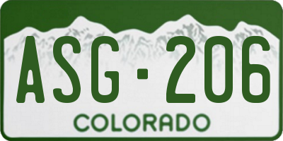 CO license plate ASG206