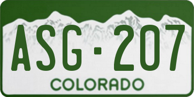 CO license plate ASG207