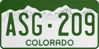 CO license plate ASG209