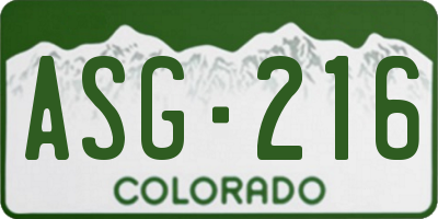 CO license plate ASG216