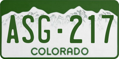 CO license plate ASG217