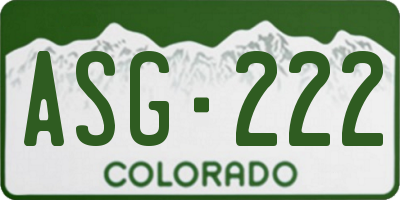 CO license plate ASG222