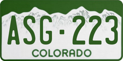 CO license plate ASG223