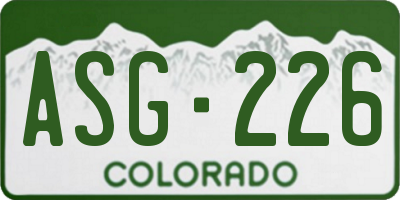 CO license plate ASG226