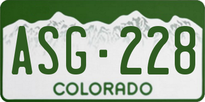 CO license plate ASG228