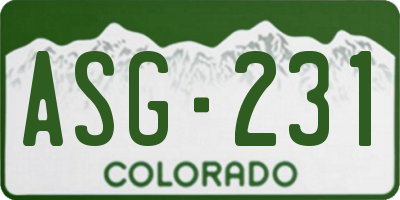 CO license plate ASG231