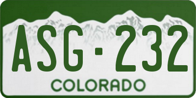 CO license plate ASG232