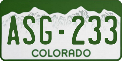 CO license plate ASG233