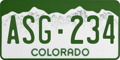 CO license plate ASG234