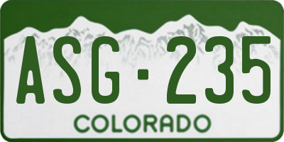 CO license plate ASG235