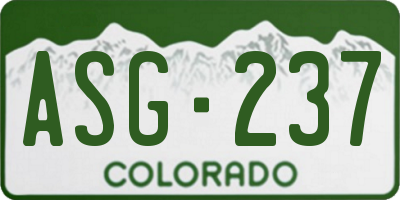 CO license plate ASG237