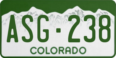 CO license plate ASG238