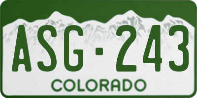 CO license plate ASG243