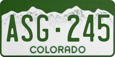 CO license plate ASG245