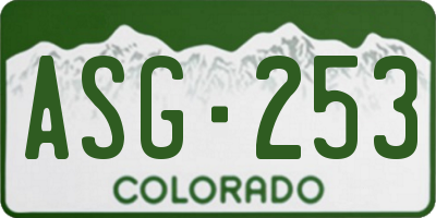 CO license plate ASG253