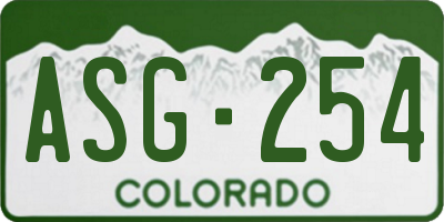 CO license plate ASG254