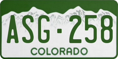 CO license plate ASG258
