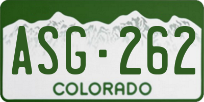 CO license plate ASG262
