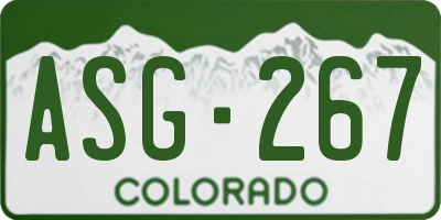 CO license plate ASG267