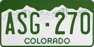 CO license plate ASG270
