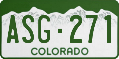 CO license plate ASG271