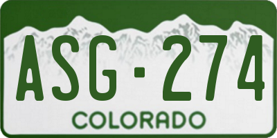 CO license plate ASG274