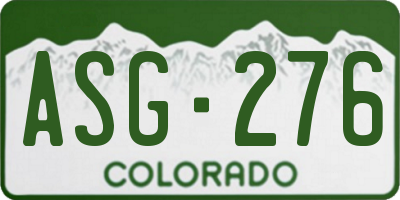 CO license plate ASG276
