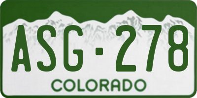 CO license plate ASG278