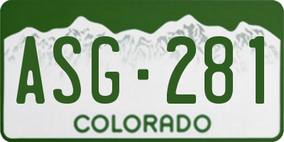 CO license plate ASG281