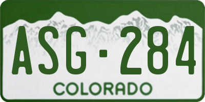 CO license plate ASG284