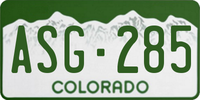 CO license plate ASG285