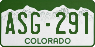 CO license plate ASG291