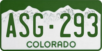 CO license plate ASG293