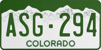 CO license plate ASG294