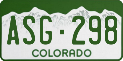 CO license plate ASG298