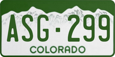 CO license plate ASG299