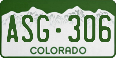 CO license plate ASG306