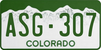 CO license plate ASG307