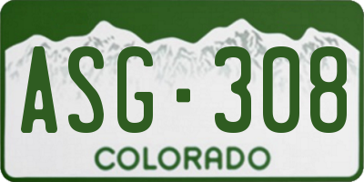 CO license plate ASG308