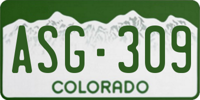 CO license plate ASG309