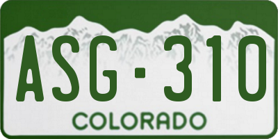 CO license plate ASG310