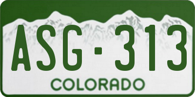 CO license plate ASG313