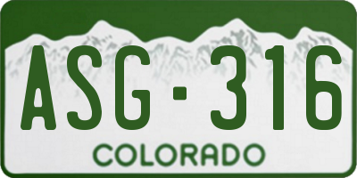 CO license plate ASG316
