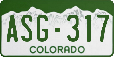 CO license plate ASG317