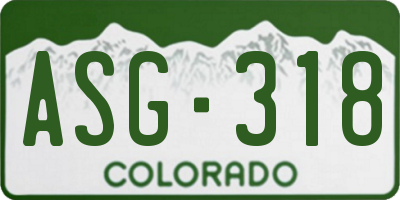 CO license plate ASG318