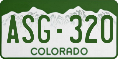 CO license plate ASG320