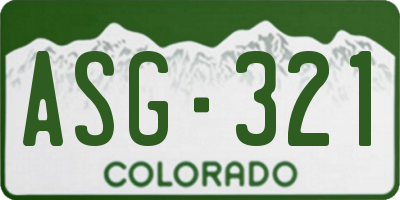 CO license plate ASG321