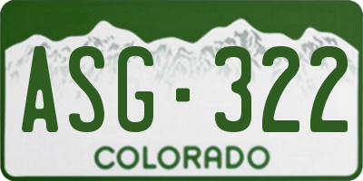 CO license plate ASG322