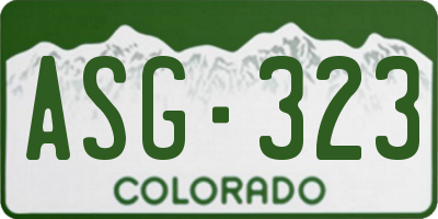 CO license plate ASG323