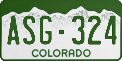 CO license plate ASG324